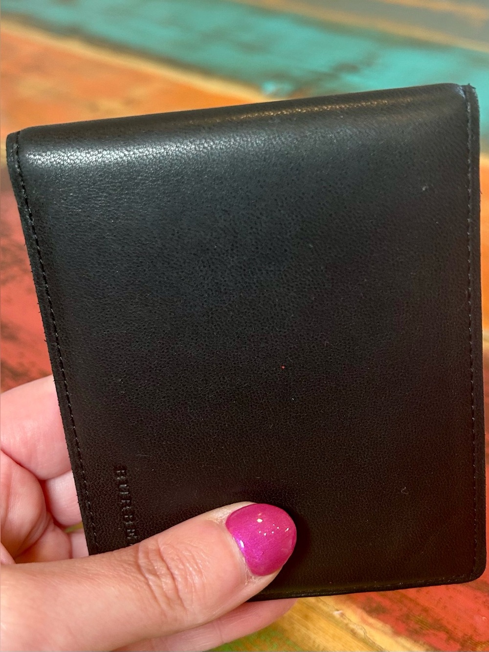 Vintage Burberry Black Leather Bifold Wallet Nova Check Interior EUC with COA - Picture 6 of 16